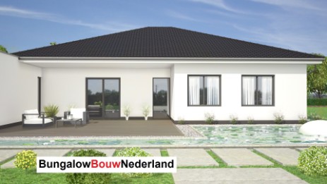 L 132 v2 BUNGALOWBOUW Nederland gelijkvloers met schuin hellend dak staalframebouw 