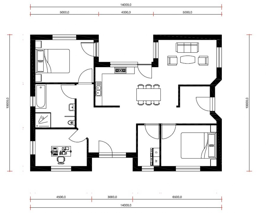 bungalowbouw Nederland  L187 met hellend dak  inpandige wintertuin en grote garage