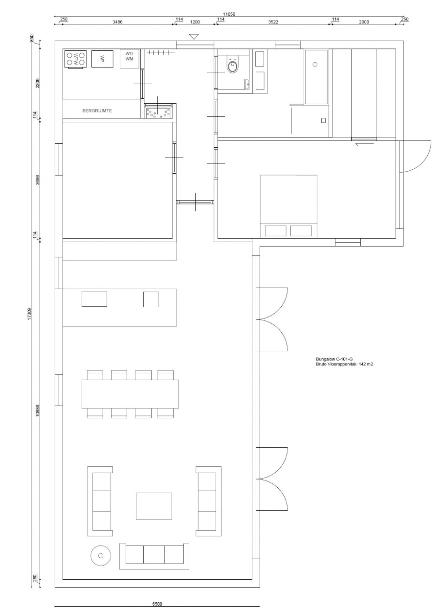 C101 G 142 m2 plattegrond bungalow goedkoper bouwen met staalframe