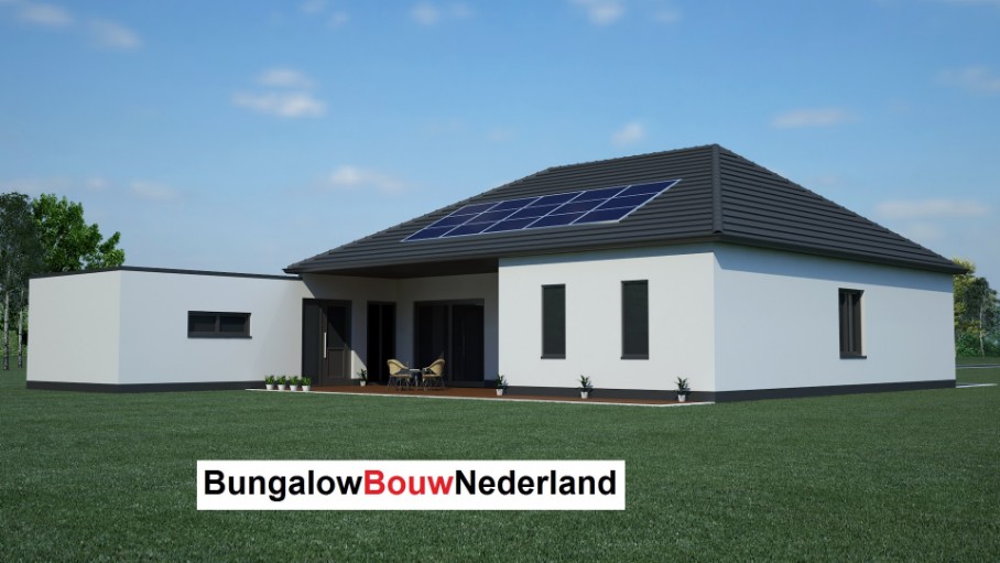 Semibungalow met hellend dak en kap carport en garage type L12 