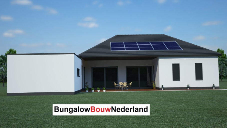 Semibungalow met hellend dak en kap carport en garage type L12 