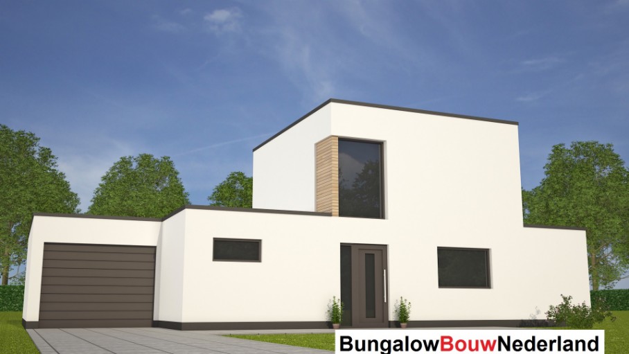 Semibungalow met kleine verdieping dakterras en garage ontwerp H113