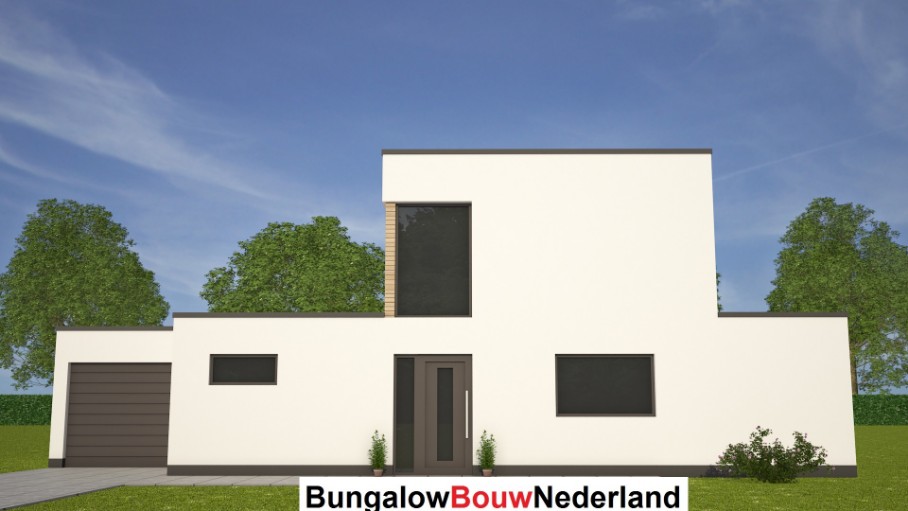 Semibungalow met kleine verdieping dakterras en garage ontwerp H113