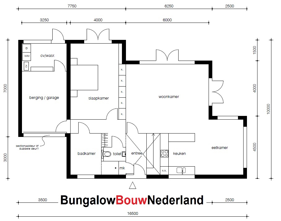 Semibungalow met kleine verdieping dakterras en garage plattegrond indeling H113