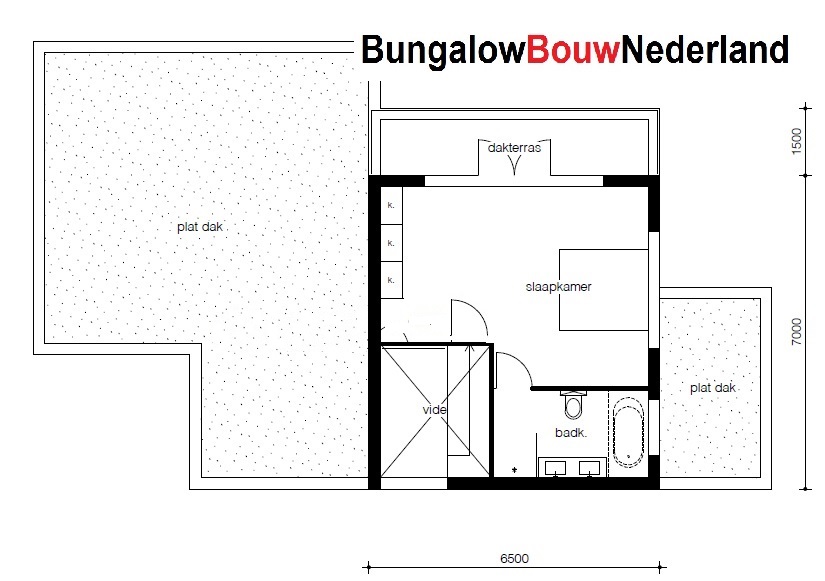 Semibungalow met kleine verdieping dakterras en garage plattegrond indeling H113