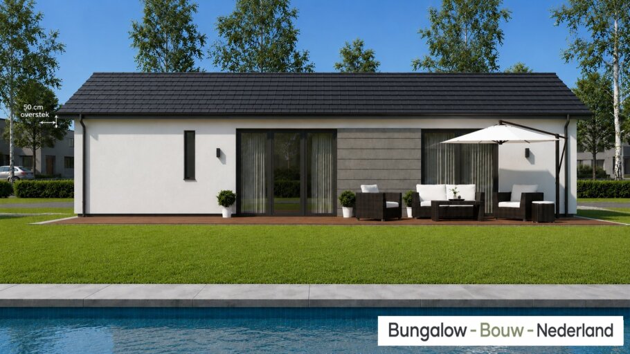 Betaalbare 100 m2 bungalow met laag hellend dak L-154 LK