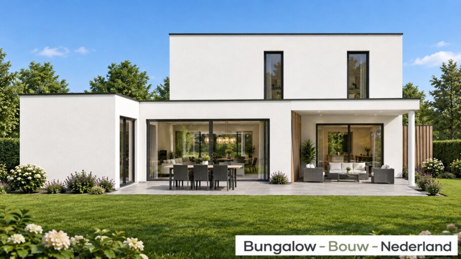 Moderne kubistische woning H-392 met plat dak en twee bouwlagen