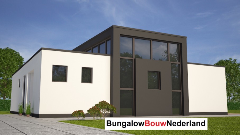 bouwkosten moderne bungalow ontwerp L84 energieneutraal overdekt terras