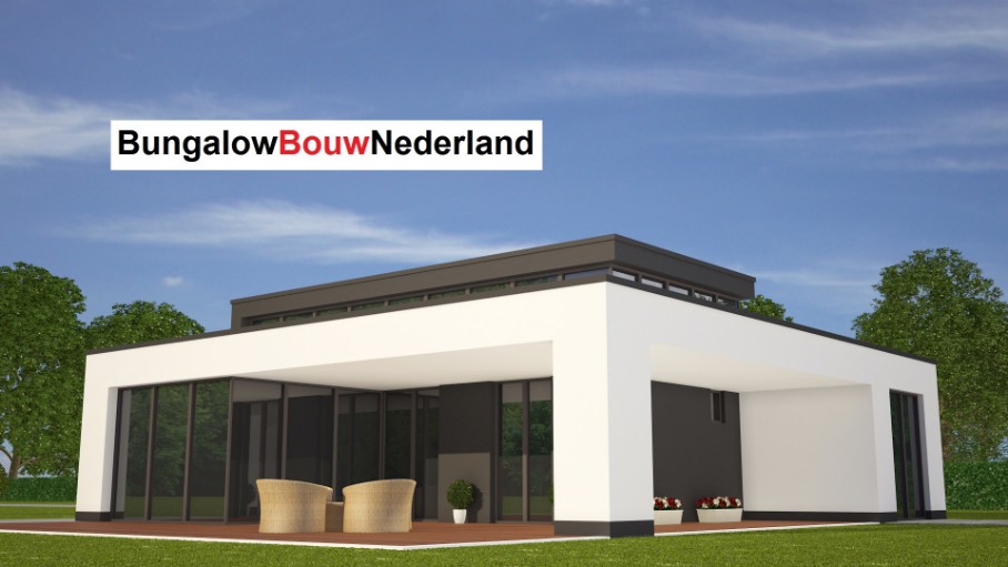 bouwkosten moderne bungalow ontwerp L84 energieneutraal overdekt terras