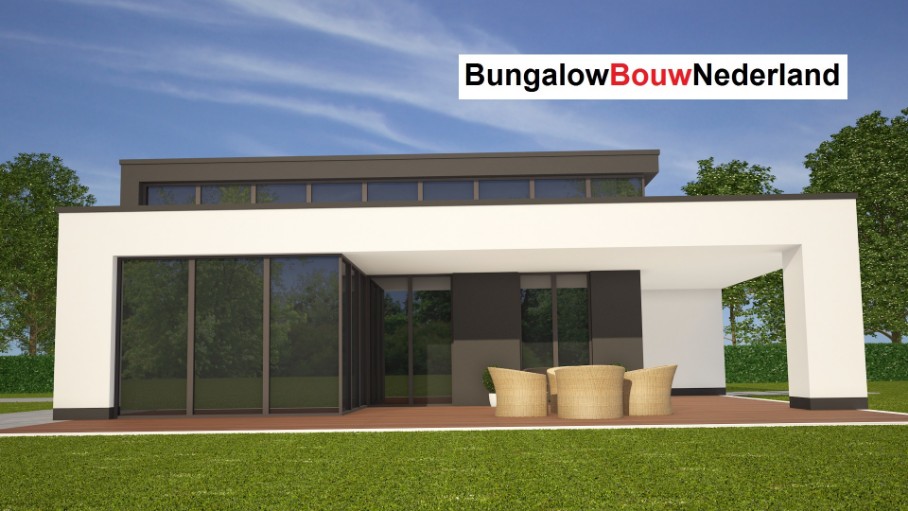 bouwkosten moderne bungalow ontwerp L84 energieneutraal overdekt terras