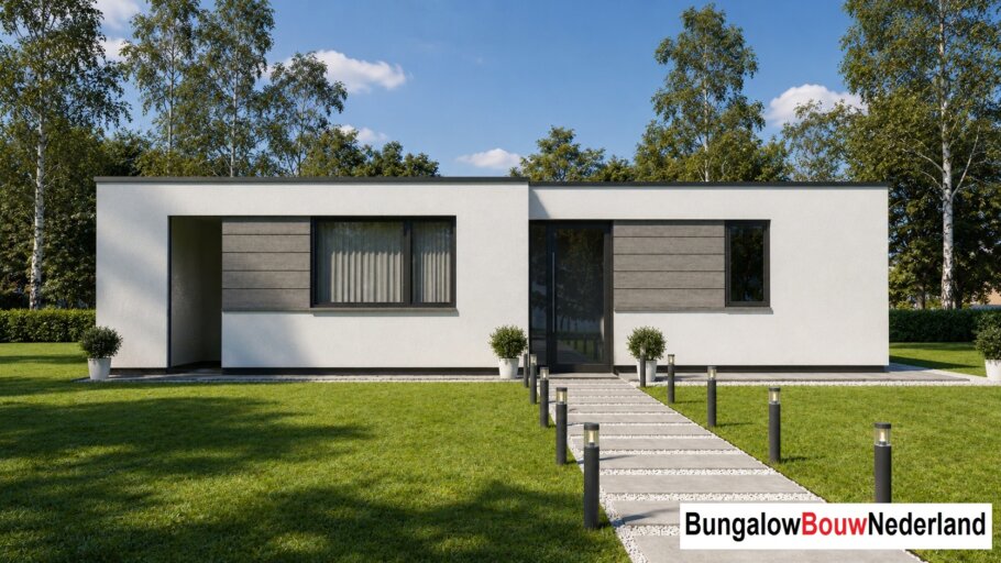 betaalbar 100 m2 levensloopbestendige bungalow L-154 met plat dak 