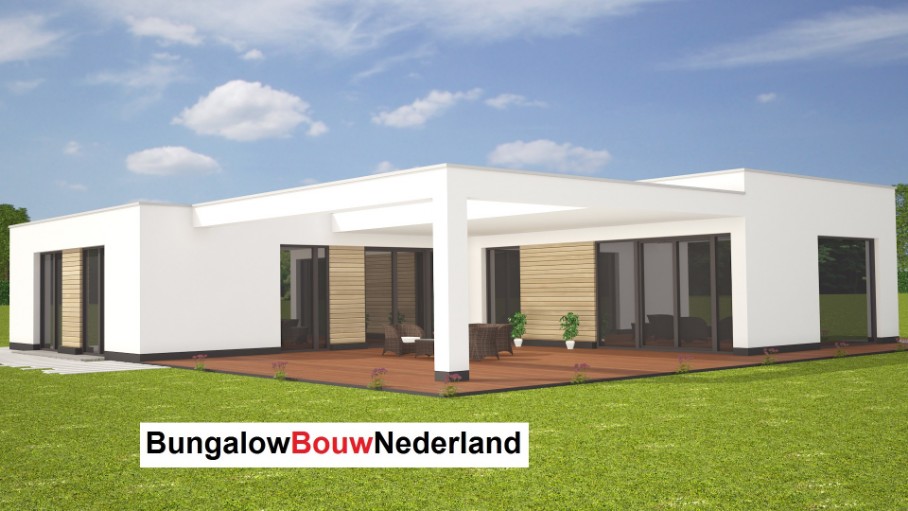 bungalow L vorm ontwerp met overdekt terras type L36 bungalowbouw-nederland 