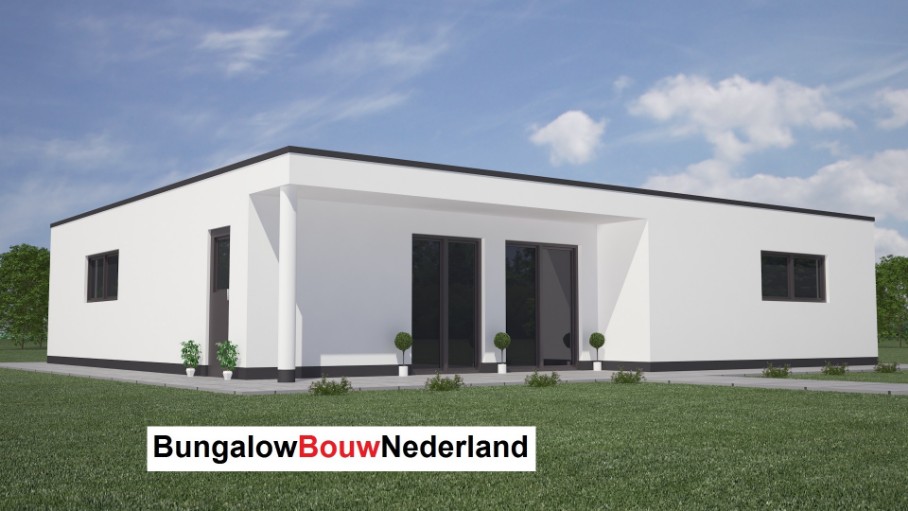 bungalow catalogus bouw plat dak overdekt buitenterras en gelijkvloers type L75 bungalow catalogus bouw plat dak overdekt buitenterras en gelijkvloers type L75