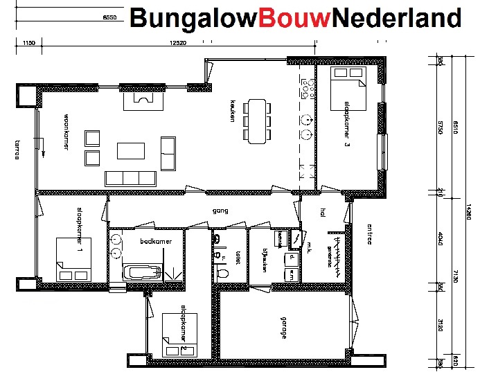 bungalow levensloopbestendige woning plattegrond indeling type L20v1