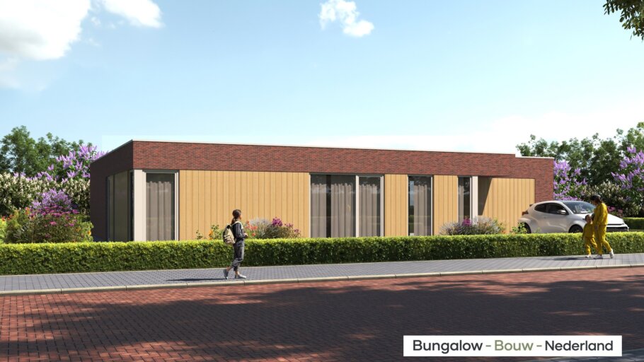 Moderne gelijkvloerse bungalow L-191 met overdekt terras en garage