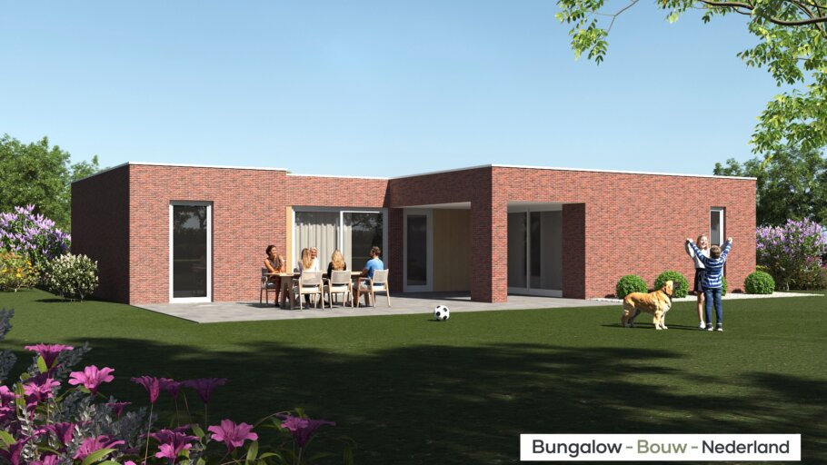 Moderne gelijkvloerse bungalow L-191 met overdekt terras en garage