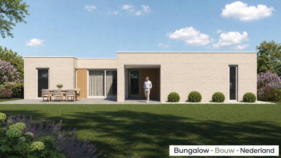 Moderne gelijkvloerse bungalow L-191 met overdekt terras en garage
