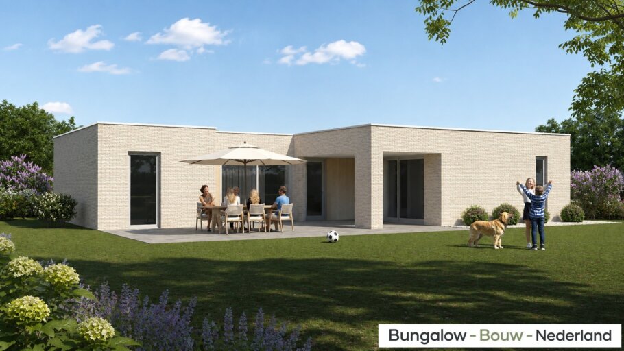Moderne gelijkvloerse bungalow L-191 met overdekt terras en garage