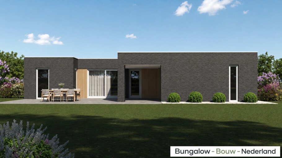 Moderne gelijkvloerse bungalow L-191 met overdekt terras en garage