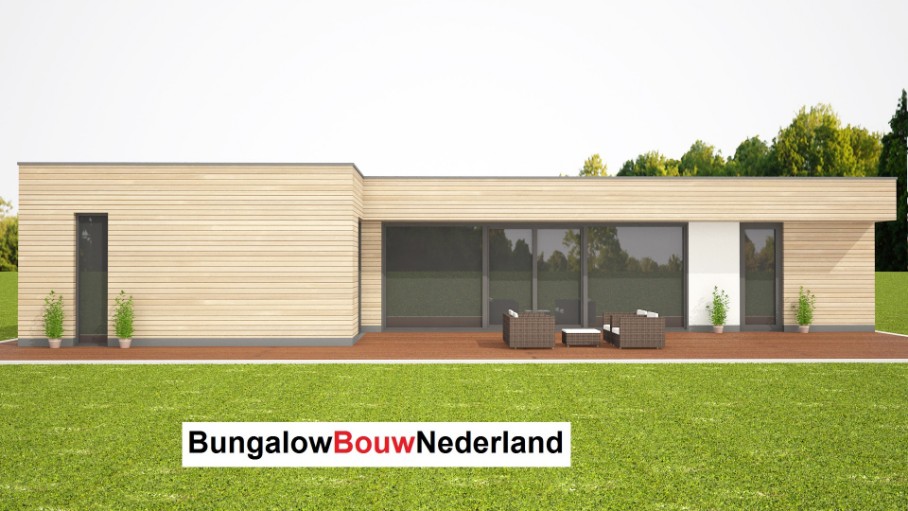 bungalow ontwerpkosten en bouwkosten overstek boven pui plat dak type L90 bungalow ontwerpkosten en bouwkosten overstek boven pui plat dak type L90