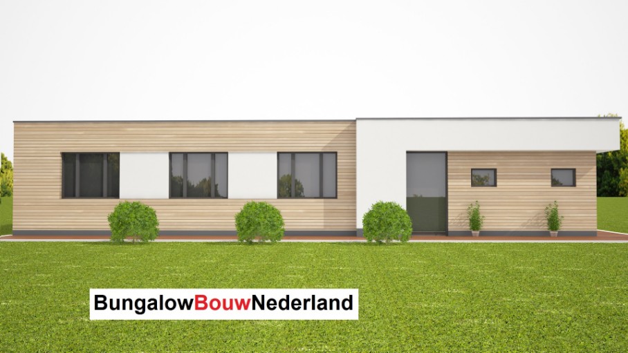 bungalow ontwerpkosten  en bouwkosten overstek boven pui plat dak type L90