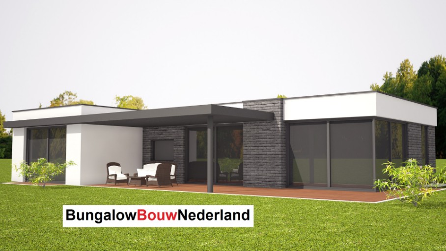 bouwkosten bungalow ontwerp en bouw type L91 gelijkvloers met plat dak