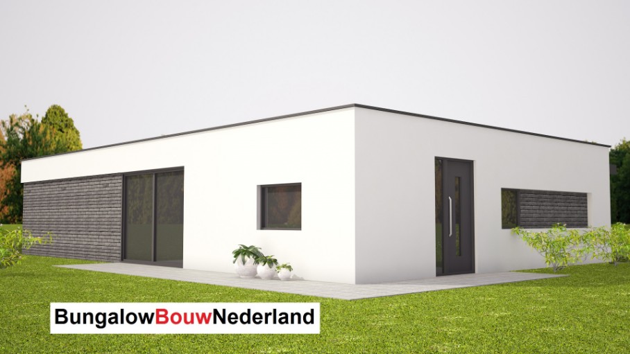 bouwkosten bungalow ontwerp en bouw type L91 gelijkvloers met plat dak