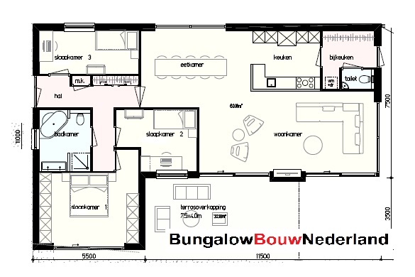 bouwkosten bungalow ontwerp en bouw type L91 gelijkvloers met plat dak bouwkosten bungalow ontwerp en bouw type L91 gelijkvloers met plat dak