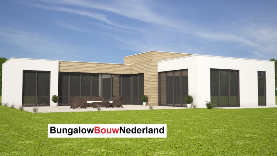 bungalow ontwerp type L41 met ruime woonkamer en 4 slaapkamers