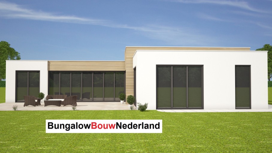 bungalow ontwerp type L41 met ruime woonkamer en 4 slaapkamers