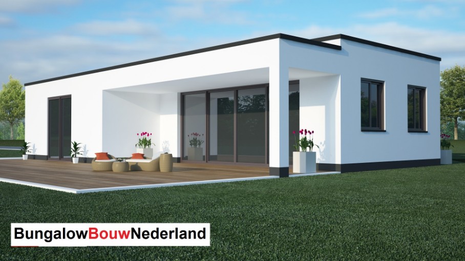 bungalow passiefbouw met overdekt terras schuifpui en garage type L8