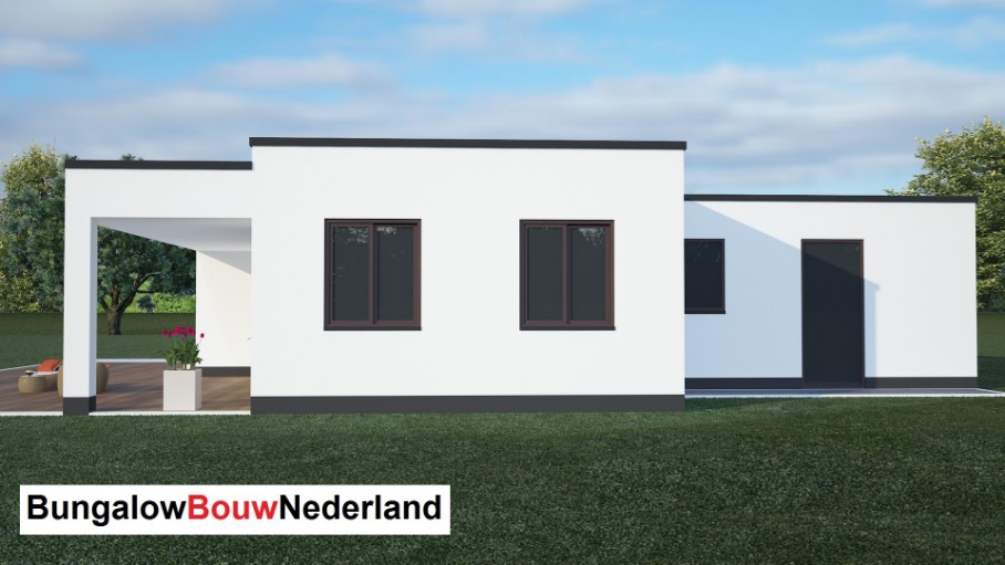 bungalow passiefbouw met overdekt terras schuifpui en garage type L8