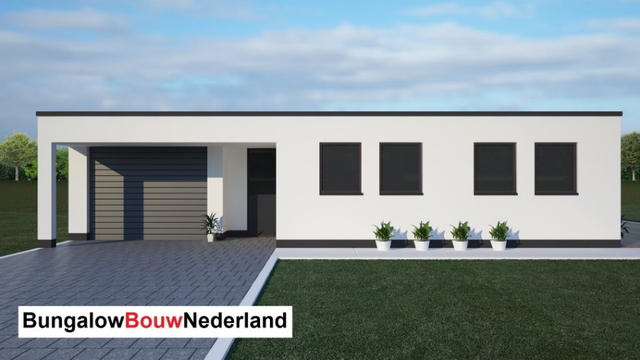 bungalow passiefbouw met overdekt terras schuifpui en garage type L8