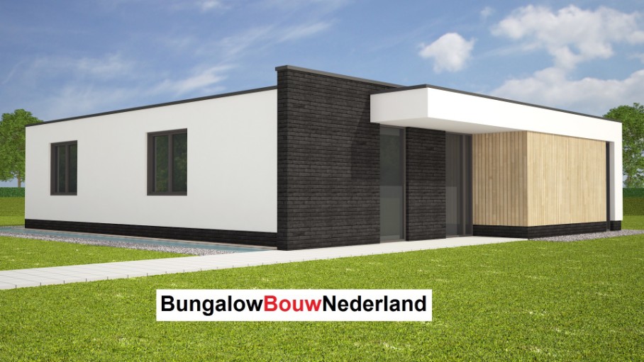 bungalow type L87 ontwerp en bouw energieneutraal overdekt terras in staalframebouw 