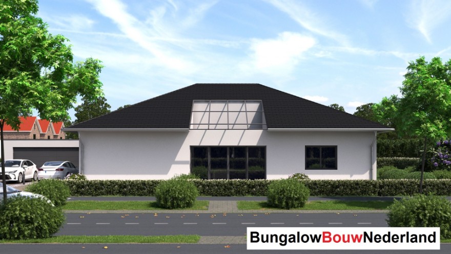 bungalowbouw Nederland  L187 met hellend dak  inpandige wintertuin en grote garage