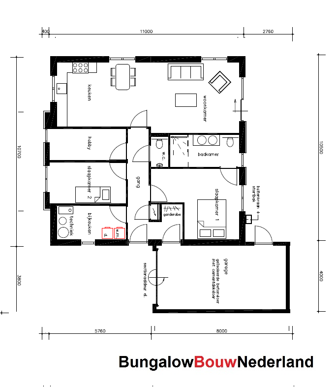 bungalowbouw-nederland levensloopbestendige woning met natuursteen en hout B152