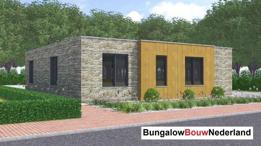 bungalowbouw-nederland levensloopbestendige woning met natuursteen en hout B152