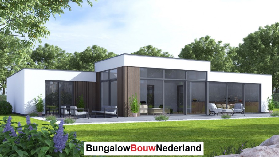 bungalowbouw nederland ontwerp L170 levensloop woning woonkamer verhoogd plafond  ATLANTA staalframe