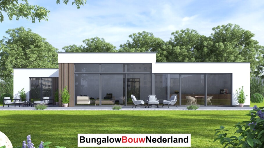 bungalowbouw nederland ontwerp L170 levensloop woning woonkamer verhoogd plafond  staalframebouw 