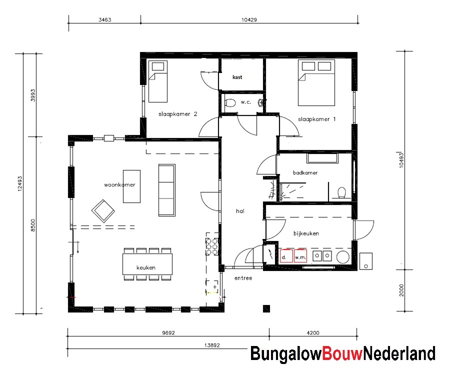 Bungalowbouw-Nederland L157 platdak bungalow bouwen vanaf 250.000 aannemer ATLANTA MBS 