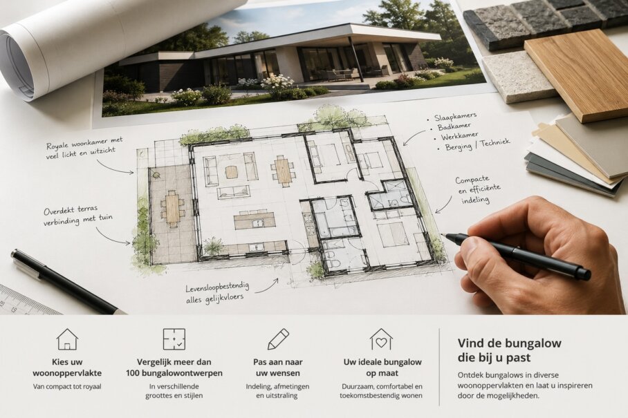 foto van bungalows naar woonoppervlakte ontwerpen