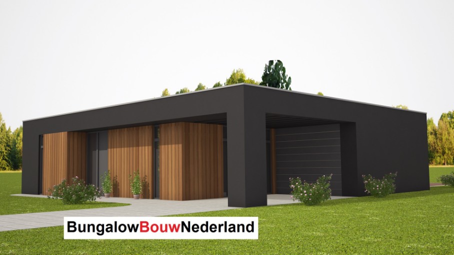 catalogusbouw bungalow met plat dak  onder architectuur type L71