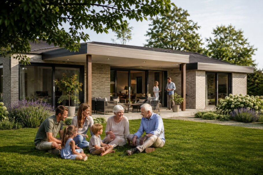 Meerdere generaties bij een duurzame levensloopbestendige bungalow van BungalowBouwNederland