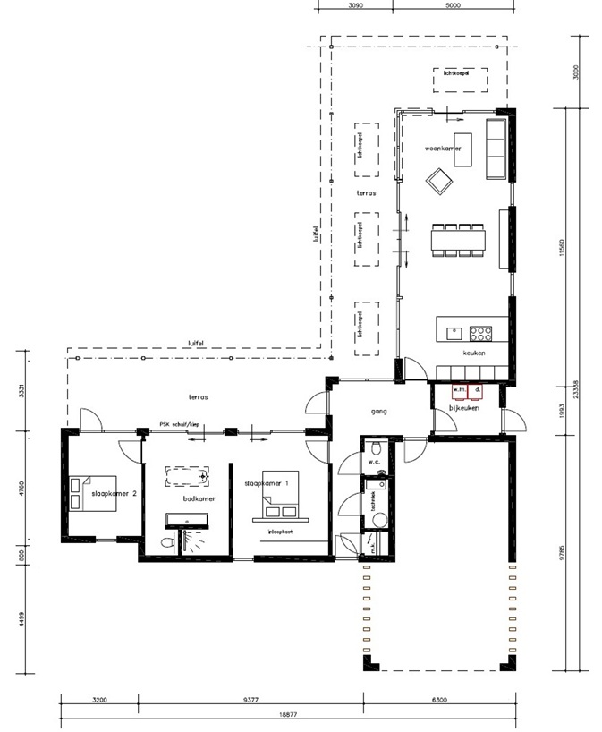 2D en 3D plattegrond en indeling L-168