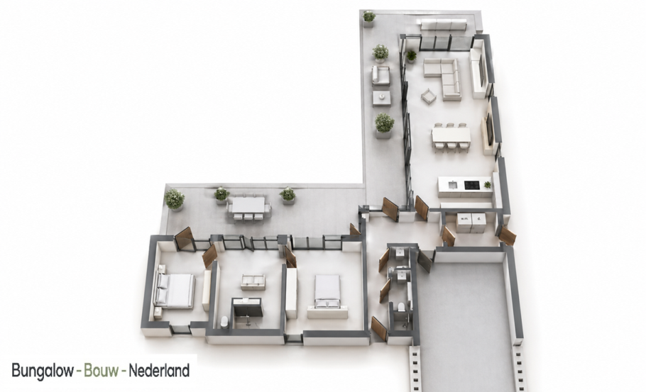 2D en 3D plattegrond en indeling L-168