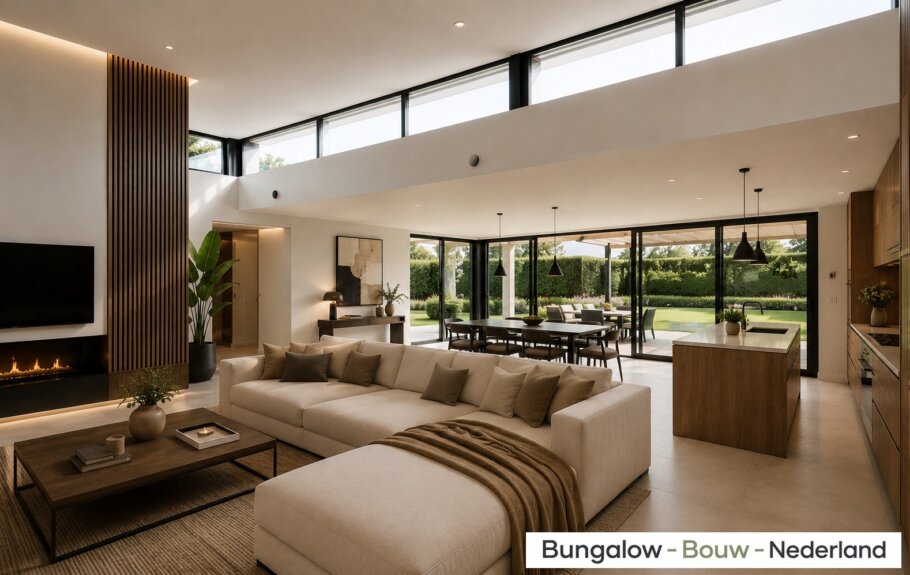 Modern interieur van gelijkvloerse bungalow L-100-v1