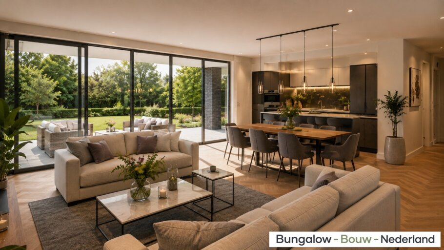 Modern interieur van gelijkvloerse bungalow L-100-v1