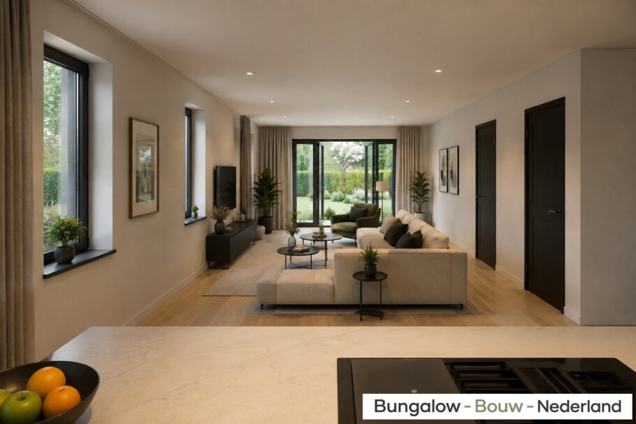 Modern interieur bungalow L-152 met open leefruimte