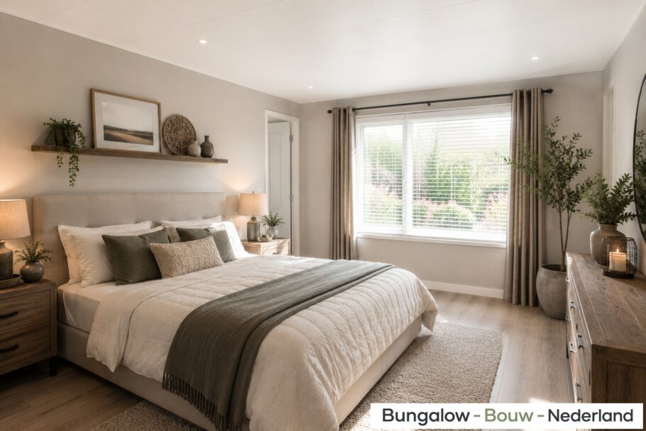 Modern interieur bungalow L-145 met royale woonkamer en leefkeuken