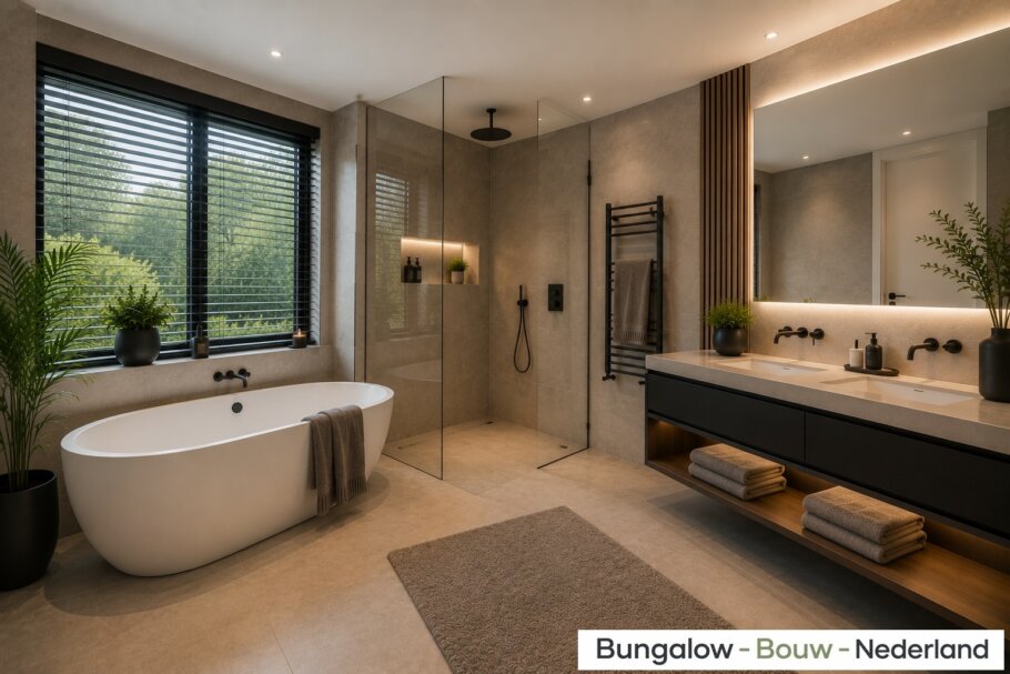 Modern interieur bungalow L-145 met royale woonkamer en leefkeuken